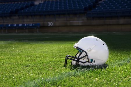 Football helmet at the stadium