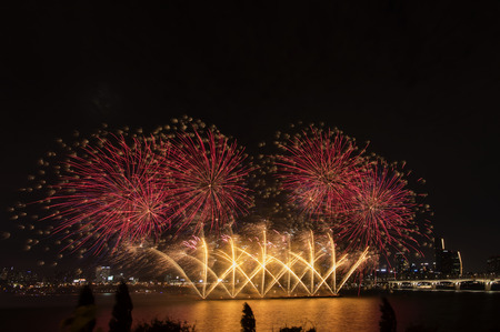 Fireworks festival in seoul south korea Stock Photo