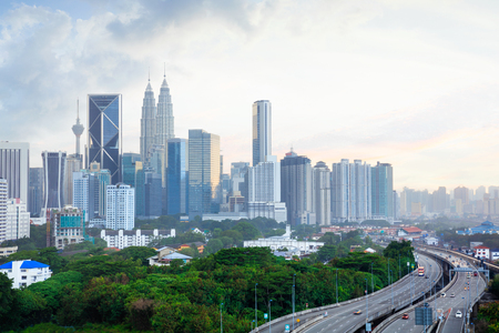 Kuala lumpur skyline in the evening kuala lumpur malaysia skyline with sunset