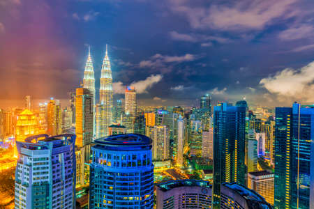 Downtown kuala lumpur skyline at twilight in malaysia Stock Photo