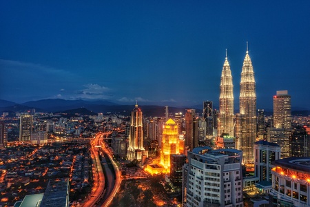 Top view of kuala lumper skyline at twilight