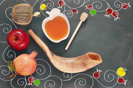 Rosh hashanah jewish new year holiday concept traditional symbols