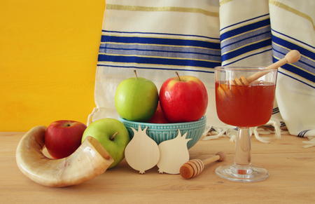 Rosh hashanah jewish new year holiday concept traditional symbols