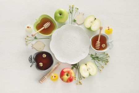 Rosh hashanah jewish new year holiday concept traditional symbols