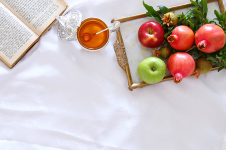 Rosh hashanah jewish new year holiday concept traditional symbols