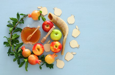 Rosh hashanah jewish new year holiday concept traditional symbols