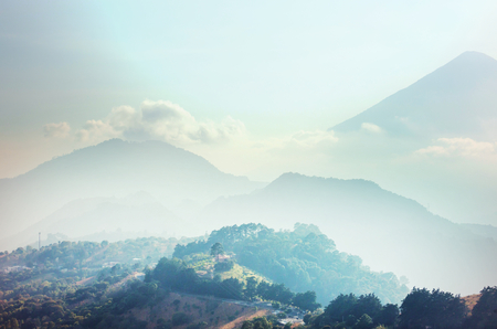 Beautiful volcanoes landscapes in guatemala central america